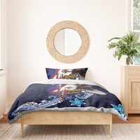 American Samoa Flag Day Bedding Set Bald Eagle with Uatogi and Fue - Polynesian and Floral Tribal Tattoo