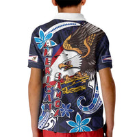 American Samoa Flag Day Kid Polo Shirt Bald Eagle with Uatogi and Fue - Polynesian and Floral Tribal Tattoo