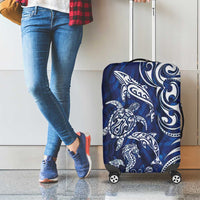 New Zealand Connecting with Seas Luggage Cover Maori Tribal and Sea Animals Tattoo - White Glass Style
