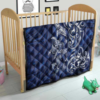 New Zealand Connecting with Seas Quilt Maori Tribal and Sea Animals Tattoo - White Glass Style