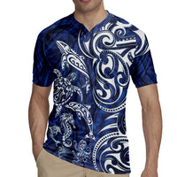 New Zealand Connecting with Seas Rugby Jersey Maori Tribal and Sea Animals Tattoo - White Glass Style