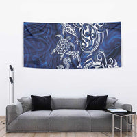 New Zealand Connecting with Seas Tapestry Maori Tribal and Sea Animals Tattoo - White Glass Style