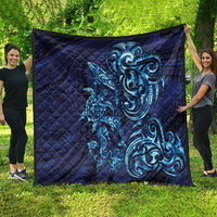 New Zealand Connecting with Seas Quilt Maori Tribal and Sea Animals Tattoo - Sea Texture Glass Style