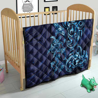 New Zealand Connecting with Seas Quilt Maori Tribal and Sea Animals Tattoo - Sea Texture Glass Style