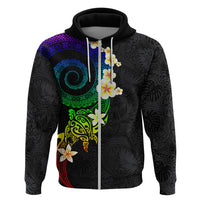 Polynesian Spiral Tribal Tattoo Hoodie Fanciful Color LT03 Zip Hoodie Black - Polynesian Pride