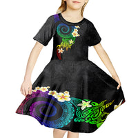 Polynesian Spiral Tribal Tattoo Kid Short Sleeve Dress Fanciful Color