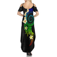 Polynesian Spiral Tribal Tattoo Summer Maxi Dress Fanciful Color LT03 - Polynesian Pride