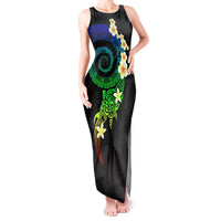 Polynesian Spiral Tribal Tattoo Tank Maxi Dress Fanciful Color LT03 Women Black - Polynesian Pride