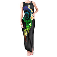 Polynesian Spiral Tribal Tattoo Tank Maxi Dress Fanciful Color LT03 Women Black - Polynesian Pride