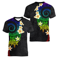 Polynesian Spiral Tribal Tattoo Women V Neck T Shirt Fanciful Color