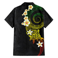 Polynesian Spiral Tribal Tattoo Family Matching Off Shoulder Maxi Dress and Hawaiian Shirt Reggae Color LT03 - Polynesian Pride