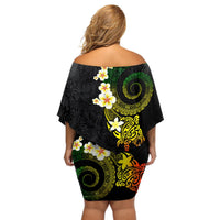 Polynesian Spiral Tribal Tattoo Off Shoulder Short Dress Reggae Color LT03 - Polynesian Pride