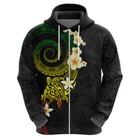 Polynesian Spiral Tribal Tattoo Zip Hoodie Reggae Color