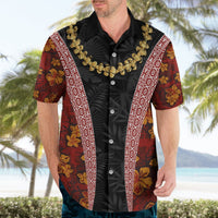 Hawaii Lei and Hibiscus Flowers Tribal Hawaiian Shirt Patchwork Abstract Vintage LT03 - Polynesian Pride