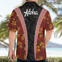 Hawaii Lei and Hibiscus Flowers Tribal Hawaiian Shirt Patchwork Abstract Vintage LT03 - Polynesian Pride