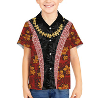 Hawaii Lei and Hibiscus Flowers Tribal Hawaiian Shirt Patchwork Abstract Vintage LT03 - Polynesian Pride