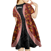 Hawaii Lei and Hibiscus Flowers Tribal Kid Short Sleeve Dress Patchwork Abstract Vintage LT03 - Polynesian Pride