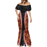 Hawaii Lei and Hibiscus Flowers Tribal Mermaid Dress Patchwork Abstract Vintage LT03 - Polynesian Pride