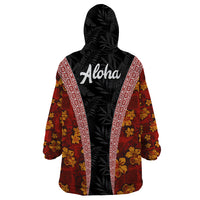 Hawaii Lei and Hibiscus Flowers Tribal Wearable Blanket Hoodie Patchwork Abstract Vintage LT03 - Polynesian Pride