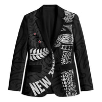 Aotearoa Volleyball Custom Blazer Silver Ferns and Maori Tribal Black LT03 Unisex Black - Polynesian Pride