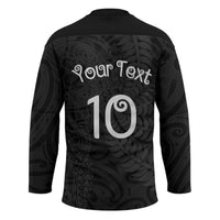 Aotearoa Volleyball Custom Hockey Jersey Silver Ferns and Maori Tribal Black LT03 - Polynesian Pride