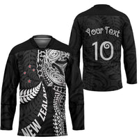 Aotearoa Volleyball Custom Hockey Jersey Silver Ferns and Maori Tribal Black LT03 - Polynesian Pride