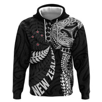 Aotearoa Volleyball Custom Hoodie Silver Ferns and Maori Tribal Black LT03 Pullover Hoodie Black - Polynesian Pride