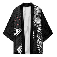 Aotearoa Volleyball Custom Kimono Silver Ferns and Maori Tribal Black LT03 Unisex Black - Polynesian Pride