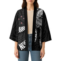 Aotearoa Volleyball Custom Kimono Silver Ferns and Maori Tribal Black LT03 - Polynesian Pride