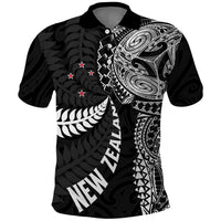 Aotearoa Volleyball Custom Polo Shirt Silver Ferns and Maori Tribal Black LT03 Black - Polynesian Pride