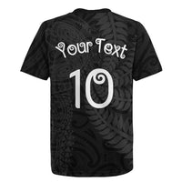 Aotearoa Volleyball Custom Rugby Jersey Silver Ferns and Maori Tribal Black LT03 - Polynesian Pride