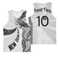 Aotearoa Volleyball Custom Basketball Jersey Silver Ferns and Maori Tribal White LT03 - Polynesian Pride
