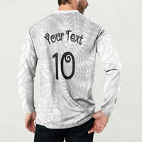 Aotearoa Volleyball Custom Button Sweatshirt Silver Ferns and Maori Tribal White LT03 - Polynesian Pride