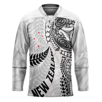 Aotearoa Volleyball Custom Hockey Jersey Silver Ferns and Maori Tribal White LT03 Unisex White - Polynesian Pride