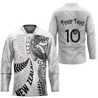 Aotearoa Volleyball Custom Hockey Jersey Silver Ferns and Maori Tribal White LT03 - Polynesian Pride