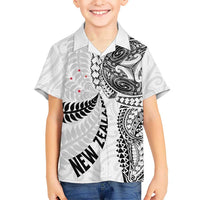 Aotearoa Volleyball Custom Kid Hawaiian Shirt Silver Ferns and Maori Tribal White LT03 Kid White - Polynesian Pride