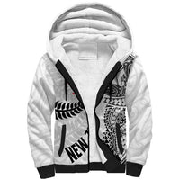 Aotearoa Volleyball Custom Sherpa Hoodie Silver Ferns and Maori Tribal White LT03 Unisex White - Polynesian Pride