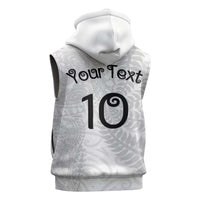 Aotearoa Volleyball Custom Sleeveless Zip Hoodie Silver Ferns and Maori Tribal White LT03 - Polynesian Pride
