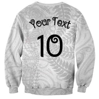 Aotearoa Volleyball Custom Sweatshirt Silver Ferns and Maori Tribal White LT03 - Polynesian Pride