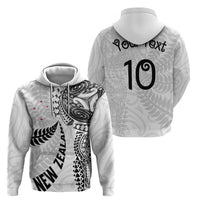 Aotearoa Volleyball Custom Zip Hoodie Silver Ferns and Maori Tribal White LT03 - Polynesian Pride