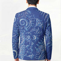 New Zealand Sea Animals Blazer with Maori Koru Tribal Tattoo and Silver Ferns Aquatic Style