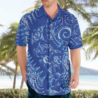 New Zealand Sea Animals Hawaiian Shirt with Maori Koru Tribal Tattoo and Silver Ferns Aquatic Style