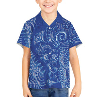 New Zealand Sea Animals Hawaiian Shirt with Maori Koru Tribal Tattoo and Silver Ferns Aquatic Style