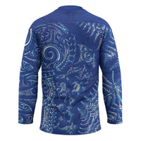 New Zealand Sea Animals Hockey Jersey with Maori Koru Tribal Tattoo and Silver Ferns Aquatic Style