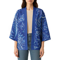 New Zealand Sea Animals Kimono with Maori Koru Tribal Tattoo and Silver Ferns Aquatic Style