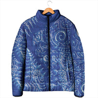 New Zealand Sea Animals Padded Jacket with Maori Koru Tribal Tattoo and Silver Ferns Aquatic Style