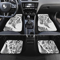 New Zealand Sea Animals Car Mats with Maori Koru Tribal Tattoo and Silver Ferns White Color