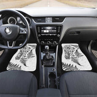 New Zealand Sea Animals Car Mats with Maori Koru Tribal Tattoo and Silver Ferns White Color