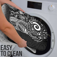 New Zealand Sea Animals Bathroom Set with Maori Koru Tribal Tattoo and Silver Ferns Black Color