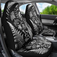 New Zealand Sea Animals Car Seat Cover with Maori Koru Tribal Tattoo and Silver Ferns Black Color